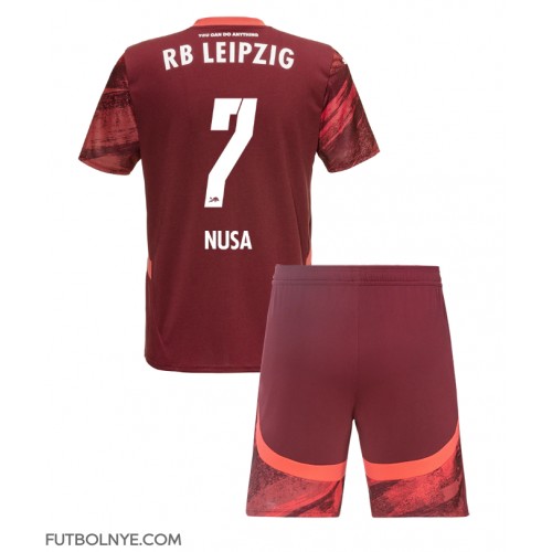 Camiseta RB Leipzig Antonio Nusa #7 Visitante Equipación para niños 2024-25 manga corta (+ pantalones cortos)